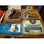 Mettoy child's typewriter, an unused Airfix Kingfisher model kit, other vintage toys and games and a