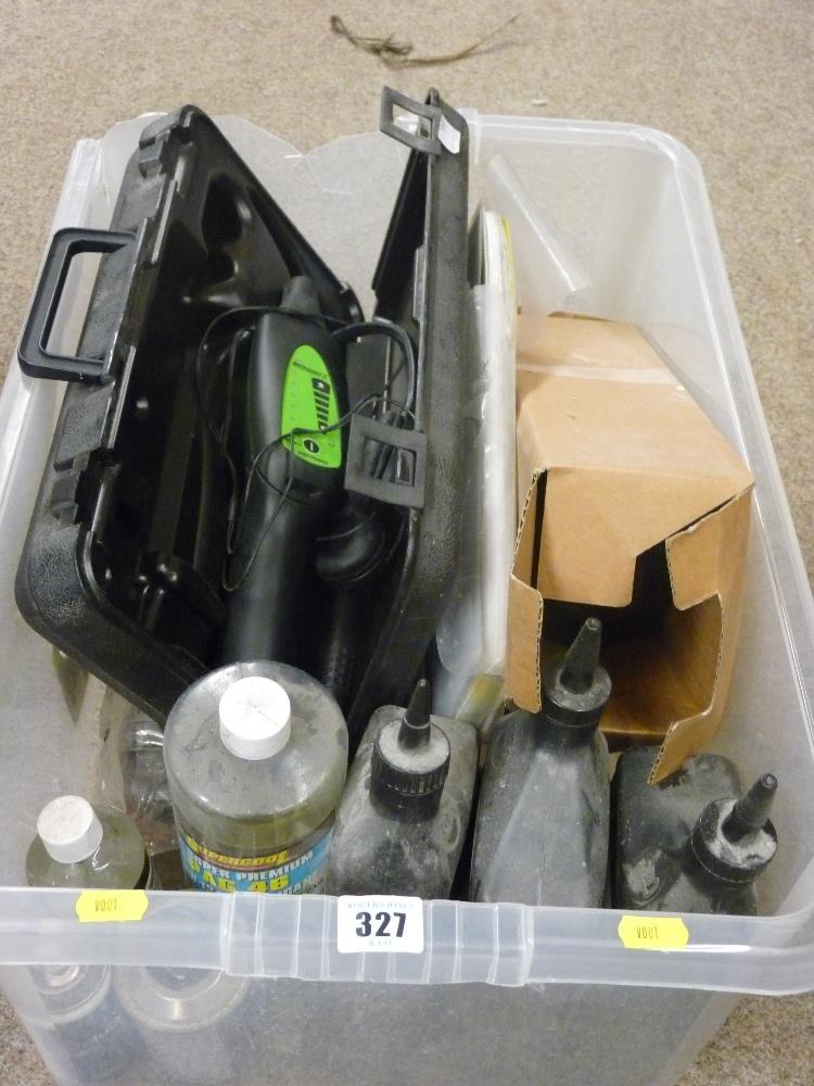 Cased Marksman II Ultrasonic diagnostic tool and a quantity of containers of Premium Pump oil and