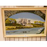 Oil on board - Rhuddlan Castle, signed and dated 1980