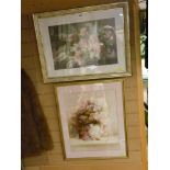 Two framed floral prints