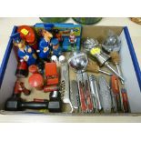 Box of small collectables to include various pen knives, optic items and Postman Pat items etc