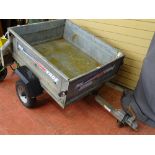 Compact Erde 102 galvanized trailer, approx 3ft x 4ft with tipping action