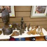 Parcel of wooden African carvings and other treen