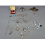 Good collection of mainly silver jewellery with a hallmarked silver nail buffer and dressing table