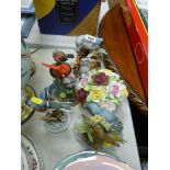 Parcel of garden bird ornaments, china posies etc