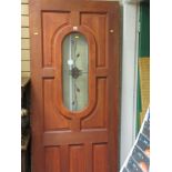 Hard wood door with central opaque glazed window, 240 x 81 cms