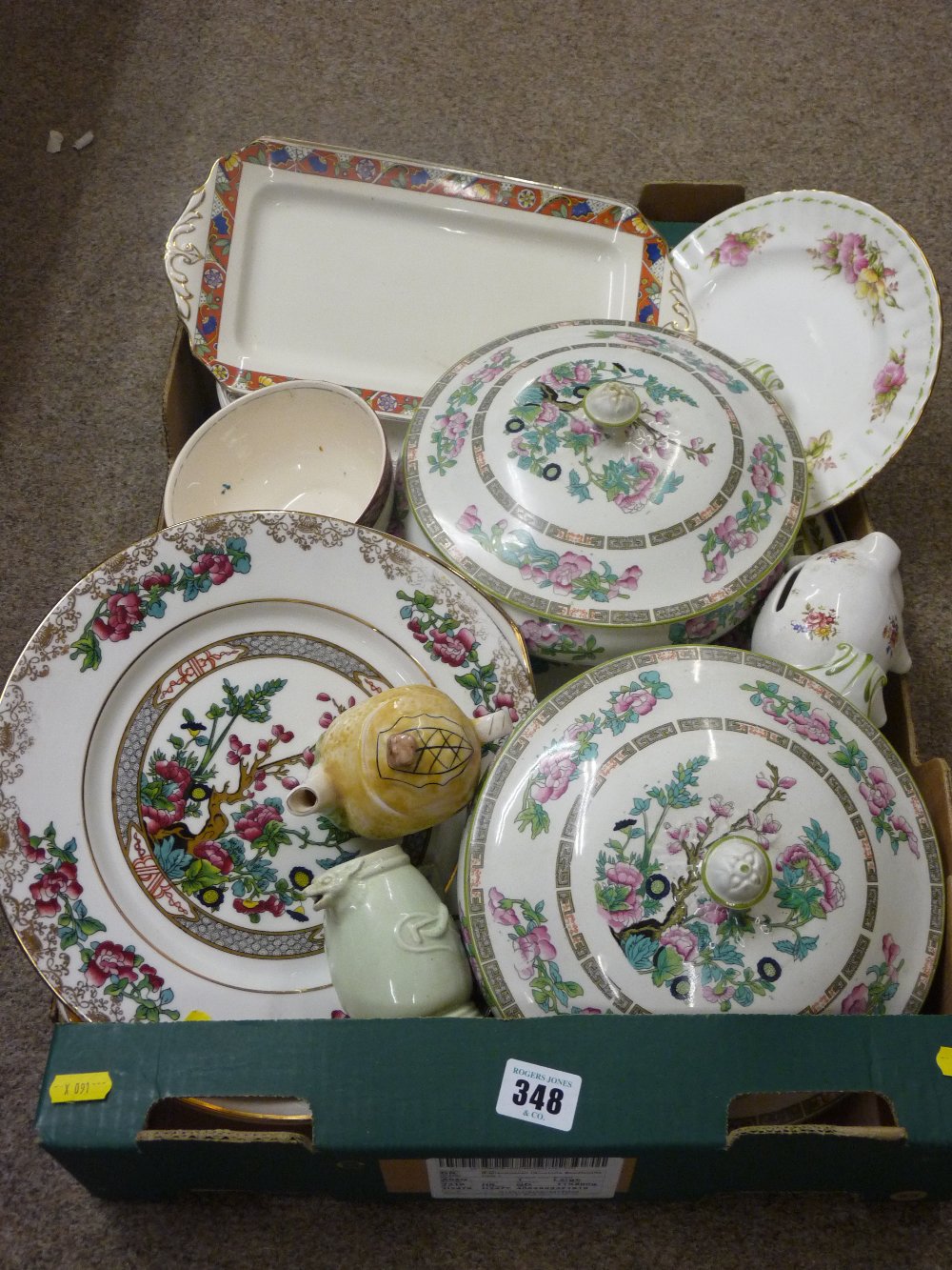 Box of Indian Tree and other dinnerware etc