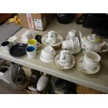 Tuscan bone china part teaset with teapot and a quantity of Susie Cooper designed coffee cans and