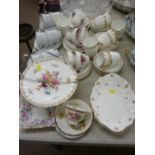 Crown Staffs floral decorated comport and a mixed quantity of vintage and other teaware