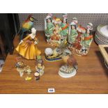 Pair of Staffs flatbacks, Goebel figurines, Royal Doulton figurine 'Kirsty' HN2381, Royal Crown