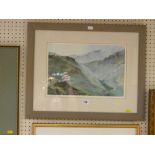 DAVID GROSVENOR coloured landscape print - Llanberis Pass, signed, 26 x 39 cms