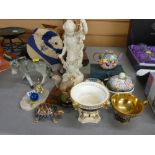 Early Derby pot pourri stand, a gilt decorated cabinet cup, an Italian sucrier and cover, a quantity