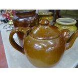 Fine stoneware teapot and three earthenware provision containers