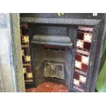 Victorian tiled cast iron fireplace slate surround