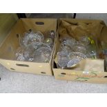 Mixed quantity of cut and other glass bowls, trays and containers