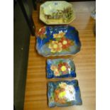 Floral decorated dish and two smaller matching dishes along with a series ware bowl 'Old English
