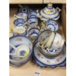 Large parcel of early blue and white floral decorated teaware