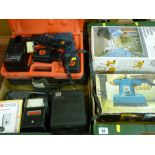 Cased Bosch GSR power drill, vintage multi-meters, Powerline airless spray gun etc E/T