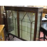 Early 20th Century two door mahogany china cabinet on ball and claw supports