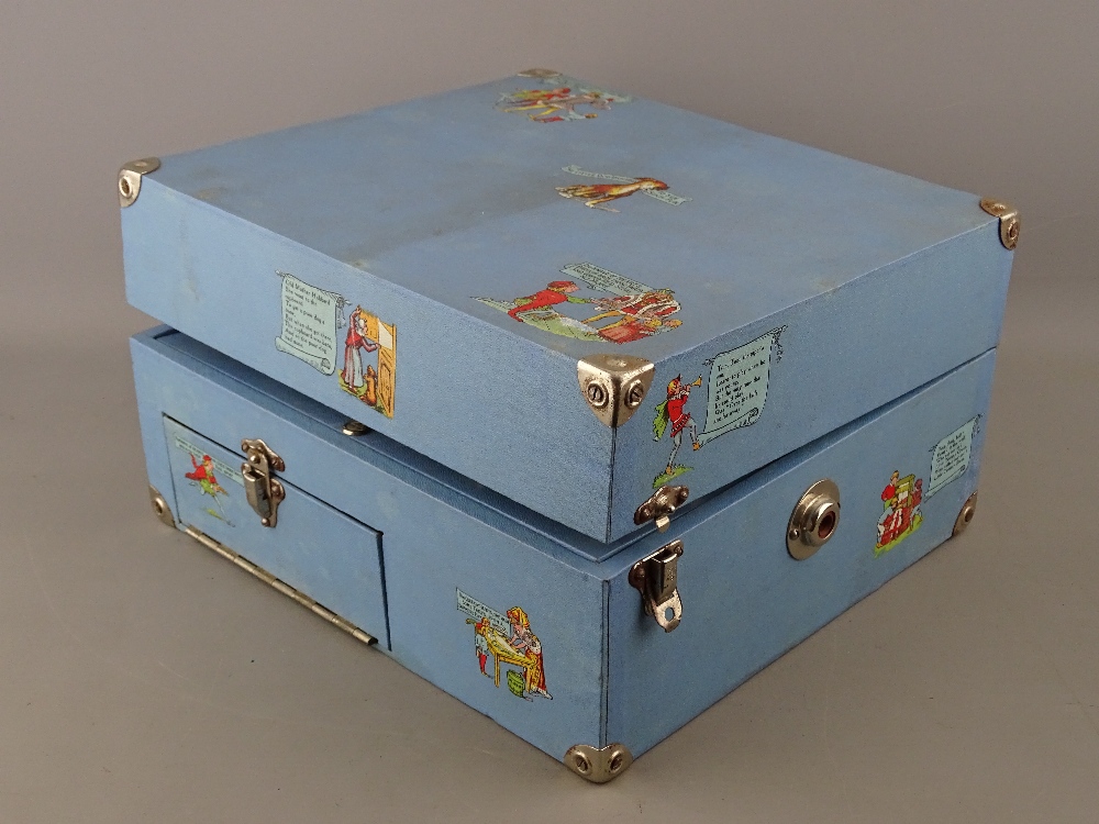 The Jetel Imperial portable gramophone, sky blue casing with nursery rhyme transfer decoration - Image 2 of 2