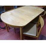 Mid Century extending dining table with four chairs