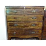 Mahogany chest of two over three drawers with oval drop handles