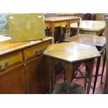 Inlaid hall table, pair of occasional tables, Long John coffee table, octagonal topped two tier