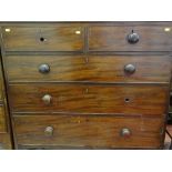 Mahogany chest of two over three drawers with turned knobs