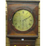 Vintage longcase clock with brass dial, maker Rob Jones, Ruthin (no pendulum or weights)