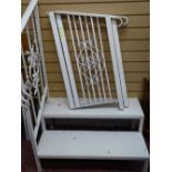 Painted ornate metal two tread caravan steps with side rail etc