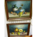 T PUIZ oils on canvas, a pair - still life, 58 x 78 cms