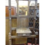Heavily carved hallstand with central bevelled edge mirror with drawer, base shelf (no drip trays)