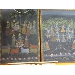 Two large Indian paintings on silk