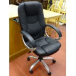 Modern faux leather and silver finished swivel office chair