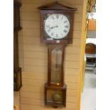 Tall reproduction pendulum wall clock, 146 cms high overall