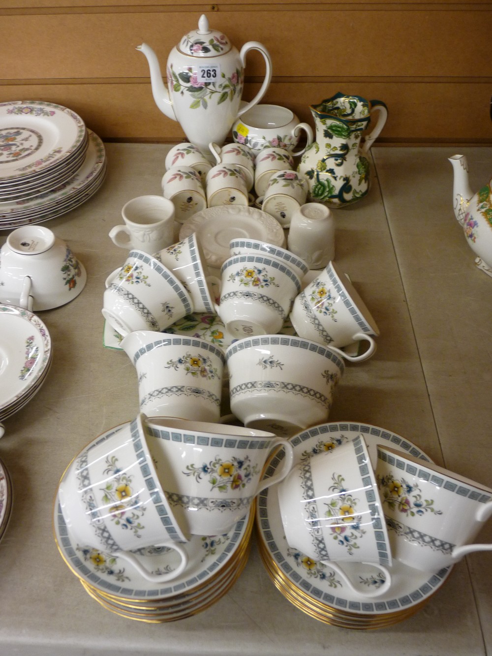 Part parcel of Minton 'Avignon' tea service, a part parcel of Wedgwood coffee ware and a Masons