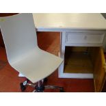 Pine painted single pedestal desk and a wooden swivel based retro style chair