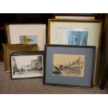 Large parcel of paintings and prints including vintage oiliograph, VINCENT VAN GOGH print, vintage