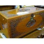 Carved camphor wood chest