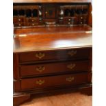 Reproduction mahogany five drawer writing bureau with nice intricate and detailed interior and a two