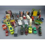 Tray of vintage diecast and tinplate vehicles including Lesney, Mettoy etc