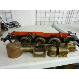 Cast iron steam engine kit with chassis, approx 54 x 18 cms