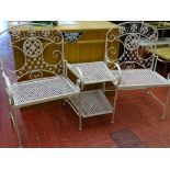 Modern metal white finished garden duet seat