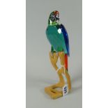 Swarovski crystal glass 'Paradise Bird' green macaw on naturalistic wooden stand with box and bag,