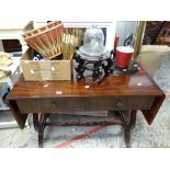 A parcel of furniture to include an unusual bow fronted two-drawer dressing table, reproduction drop