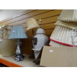 Parcel of various table lamps and shades