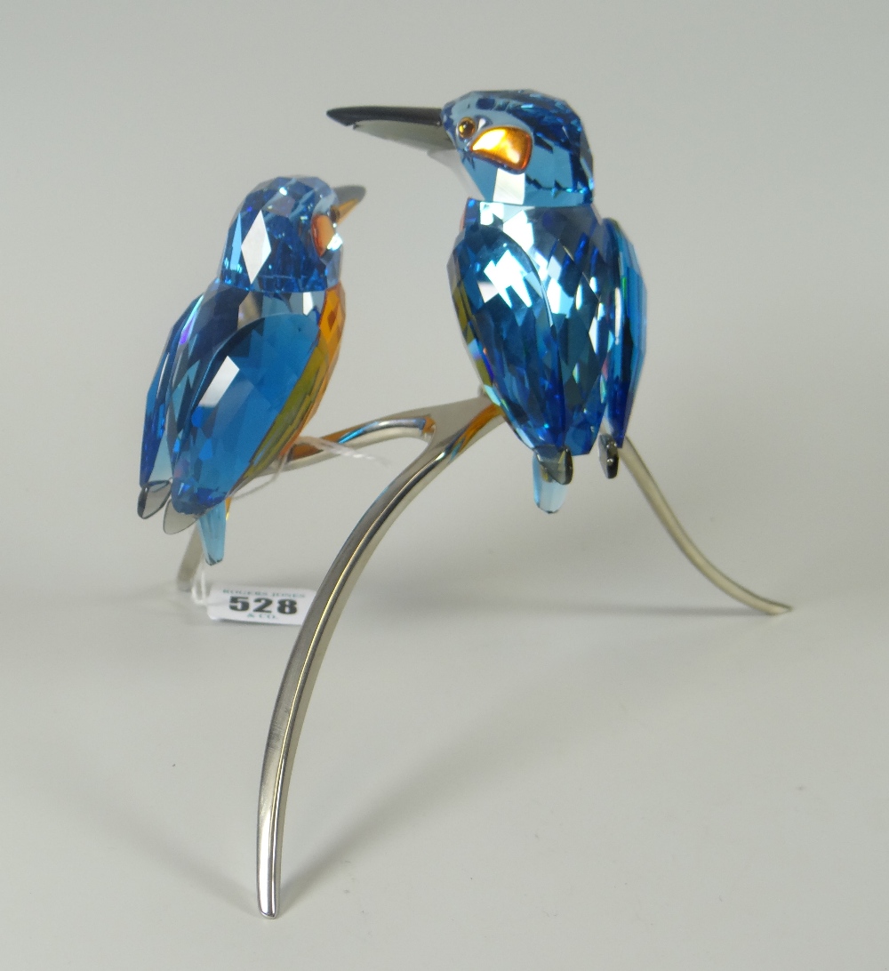 Swarovski crystal glass 'Paradise Bird' pair of blue kingfishers on naturalistic branch-type base - Image 2 of 3