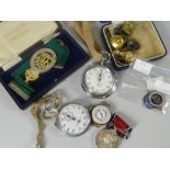 A nice parcel of gentleman's items including two vintage chrome stop watches, an Indian Volunteer