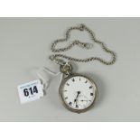 Silver pocket watch and chain