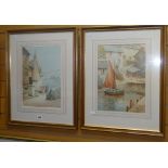 THOMAS MORTIMER (fl. 1880-1920) pair of watercolours - Cornish scenes with figures, cart-horse,